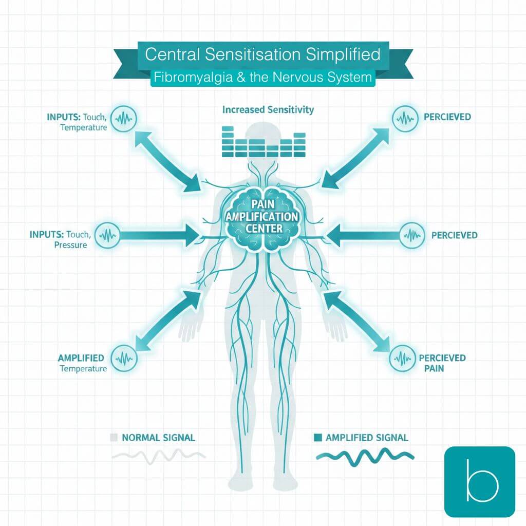 Fibromyalgia tender points diagram for clinical management at Bodytonic Clinic London.