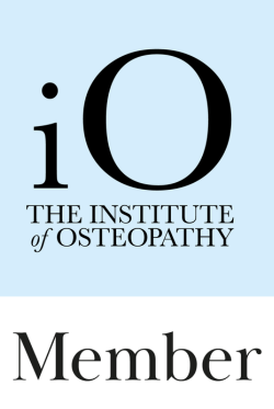 Logo of the Institute of Osteopathy membership, a registered Osteopath at Bodytonic Clinic.