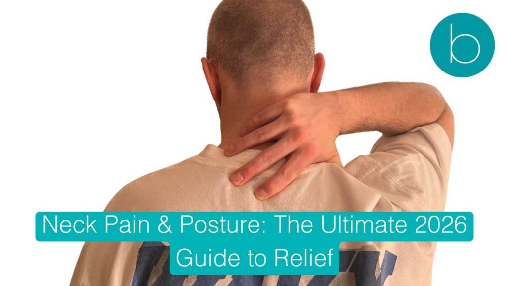 Man holding his neck in pain, used as a guide for neck pain and posture relief at bodytonic clinic London.