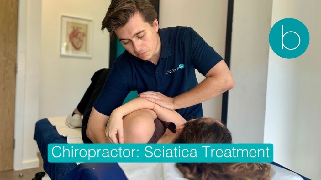 Bodytonic Clinic chiropractor performing spinal manipulation to treat sciatica and lower back pain for a patient in London (Stratford & Canada Water).