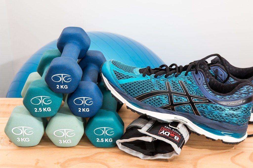 trainers and dumbells
