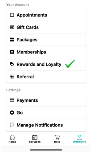 Mobile App - Account Screen Loyalty