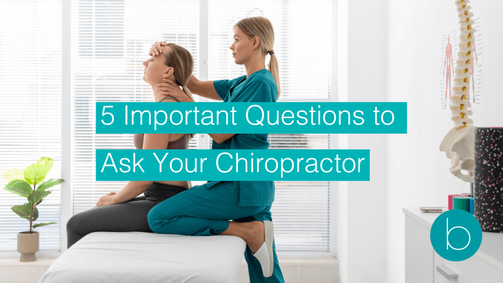 Female chiropractor adjusting a patient's neck in a bright, modern clinic with a spine model visible in the background, emphasizing the importance of communication in chiropractic care.